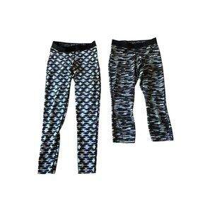 Nike Dri Fit Women's Leggings Sz Small 2 PAIRS Black White Camo Active Run Yoga